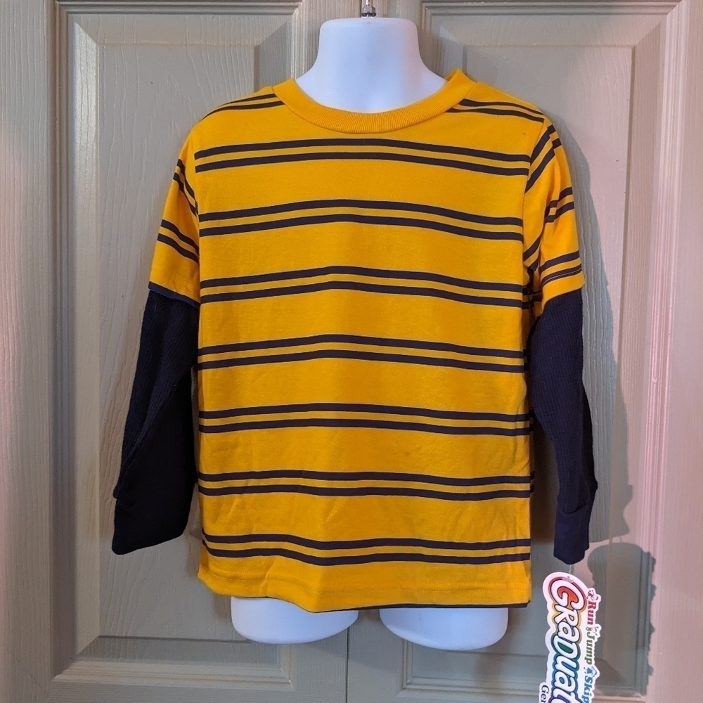 New Gerber graduates striped long sleeve boys shirt size 5T, T1A